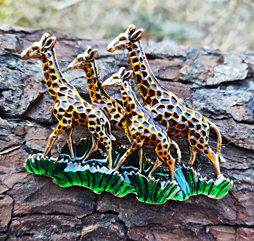 Stylish enamel giraffe family - enamel,