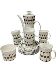 Hostess Tableware Black Velvet Tea Coffee Set 16 Pcs 6 Person John Russell PPWH