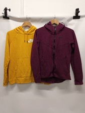 2 x Nike Tech Fleece Hoodie Burgundy Yellow Size M 