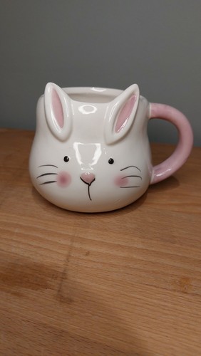 Novelty white rabbit mug - white,