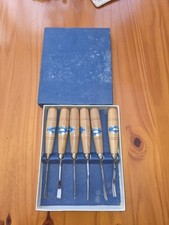 Set of 6 Used Vintage Crown Tools Sheffield England Wood Chisels Boxed