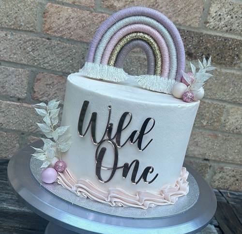 Macrame rainbow cake - rainbow, topper