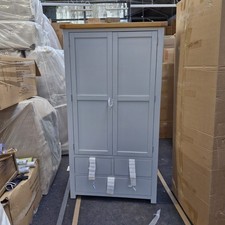 Free Standing Oak Kitchen Larder Unit Grey Painted Storage Pantry Cupboard
