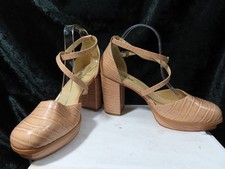 Simply Be Tawny beige patent  Style Extra Wide EEE Fit Block Heel Shoes Size 9