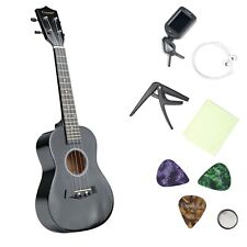 23" Concert Beginners Ukulele, Felt Pick & Spare Strings – Black