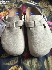 Ladies Boston Wool Felt Birkenstock Clogs in Taupe Size 3 1/2 Euro 36