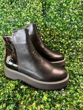 NEW SEASON ON TREND BLACK FAUX LEATHER / PATENT INSIDE ZIP ANKLE BOOT