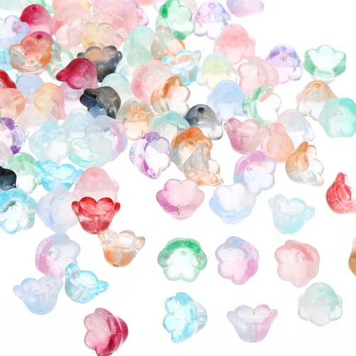 Glass trumpet flower beads - glass,