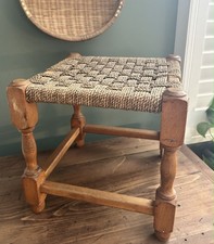 Vintage Woven Rattan Stool