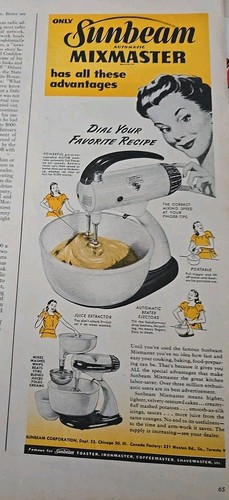 1949 sunbeam mixmaster mixer - sunbeam,