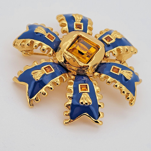 Vintage ysl 1980s gold blue - ysl,