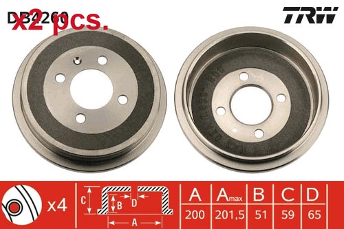 Pcs rear brake drum - x2,