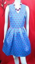 MARKUS LUPFER Designer fit & flare turquoise with pink kisses summer dress XS