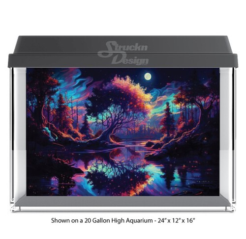 Mystical neon forest pond - mystical,