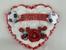 Heart Shape Artificial Funeral Flowers Wreath Memorial Grave Tribute football 