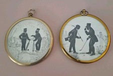 Vintage 1980s Peter Bates Silhouette Prints The Golfers & The Cricketers 3 X 3"