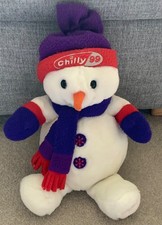 Tesco Chilly & Friends Snowman Plush Soft Toy 16” Laying - Hat & Scarf 1999