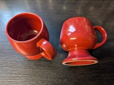 Two Fantastic, Heavy, Large Red Cocoa/Chocolate Bowl-style Mugs