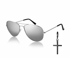 George Michael Faith Sunglasses And Cross Earring Wham Costume Black Clip On