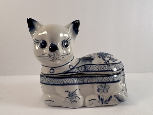 Cat trinket box - trinket, blue