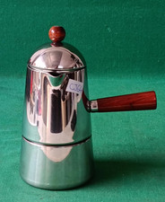 LAVAZZA CARMENCITA COFFEE MAKER 3/4 TZ STAINLESS STEEL 18/10 WOOD HANDLE NEW. CJ64