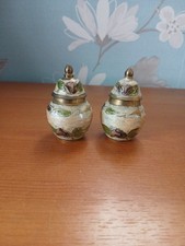 Pair Of Small Brass Cloisonne Ginger Jars