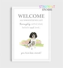 English Springer Spaniel "Welcome" Unframed A4 Picture/Print, Fun Dog Gift-No2