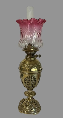 Antique oil lamp pierced - oil,