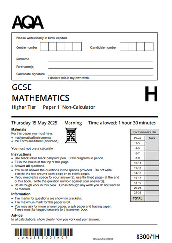 Aqa gcse maths higher - aqa,