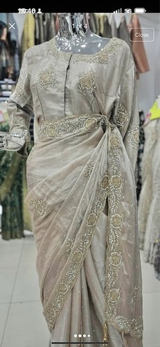 Champagne saree brand new - brand,