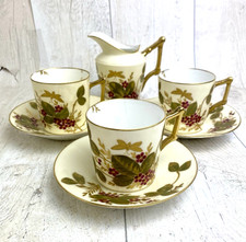 Antique Limoges France Demitasse Coffee Cup & Saucers x 3 & 1 x Jug Floral Set