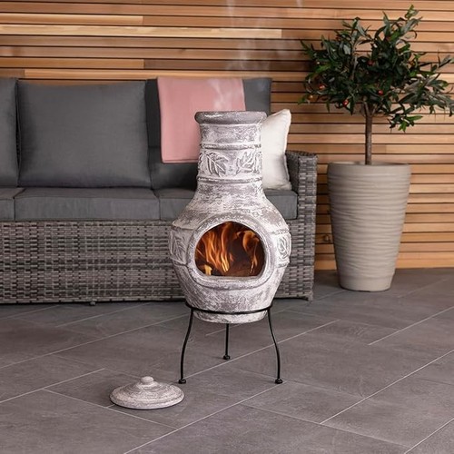 Outdoor clay chiminea - clay, patio