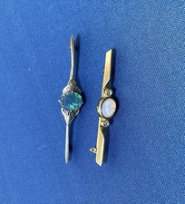 Two Opal Pin  Bar Brooches