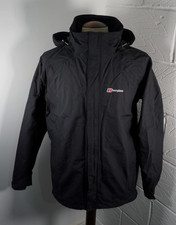Mens Berghaus AQ2 Black Waterproof Hooded Rain Jacket - Size Medium