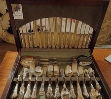 Arthur Price of England 76pc  Silver Plated Cutlery Set Mahogany Box 80s  VGC