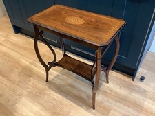 Antique Edwardian Inlaid Rosewood Two-tier Occasional Table Side Table VGC