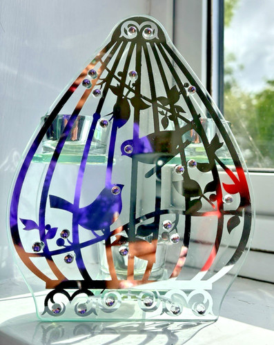 Mirrored glass bird - glass,