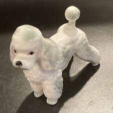 Vintage Ceramic Standing Poodle Figure Grey White