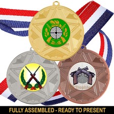 Target Shooting Medals & Ribbons, Rifle & Pistol Shooting Medal Packs 10, 25, 50