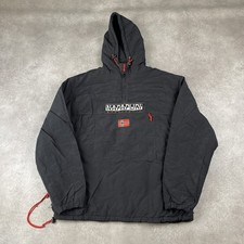 Napapijri Rainforest Anorak Mens Medium Pull Over Outdoor Windbreaker Black