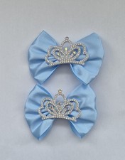 Romany Baby Hair Bows On Alligator Clips Bling Crown 