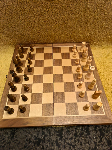 Folding wooden chess set - wooden, w/