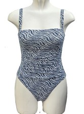M&S Turquoise Swimsuit Scoop Neck Patterned Swimming Costume Size 10 14 16 22 24
