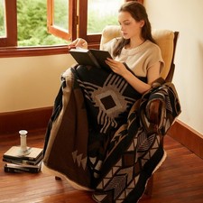 HORIMOTE HOME Aztec Throw Blanket With Soft Sherpa Fleece, Navajo Native Style 