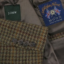 J.Crew Yorkshire Tweed Sport Coat 38 Moon England Houndstooth Men's Windowpane