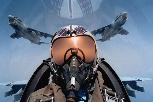 Military jet aircraft pilot - military,