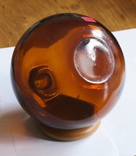 Antique glass fishing floats 4" Dark Amber Heavy Molded Marked NW1 Perfect USA