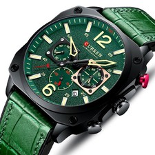 CURREN Mens Military Watch Multi-function Stopwatch Waterproof Sport Watches