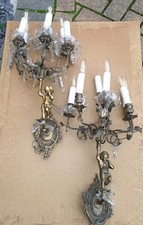 Two Antique  Cherub Wall Sconce’s Five Candle  Electric brass