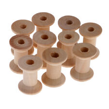 10 Pieces Wooden Empty Thread Spools Reels Bobbin For Sewing Ribbons Mini